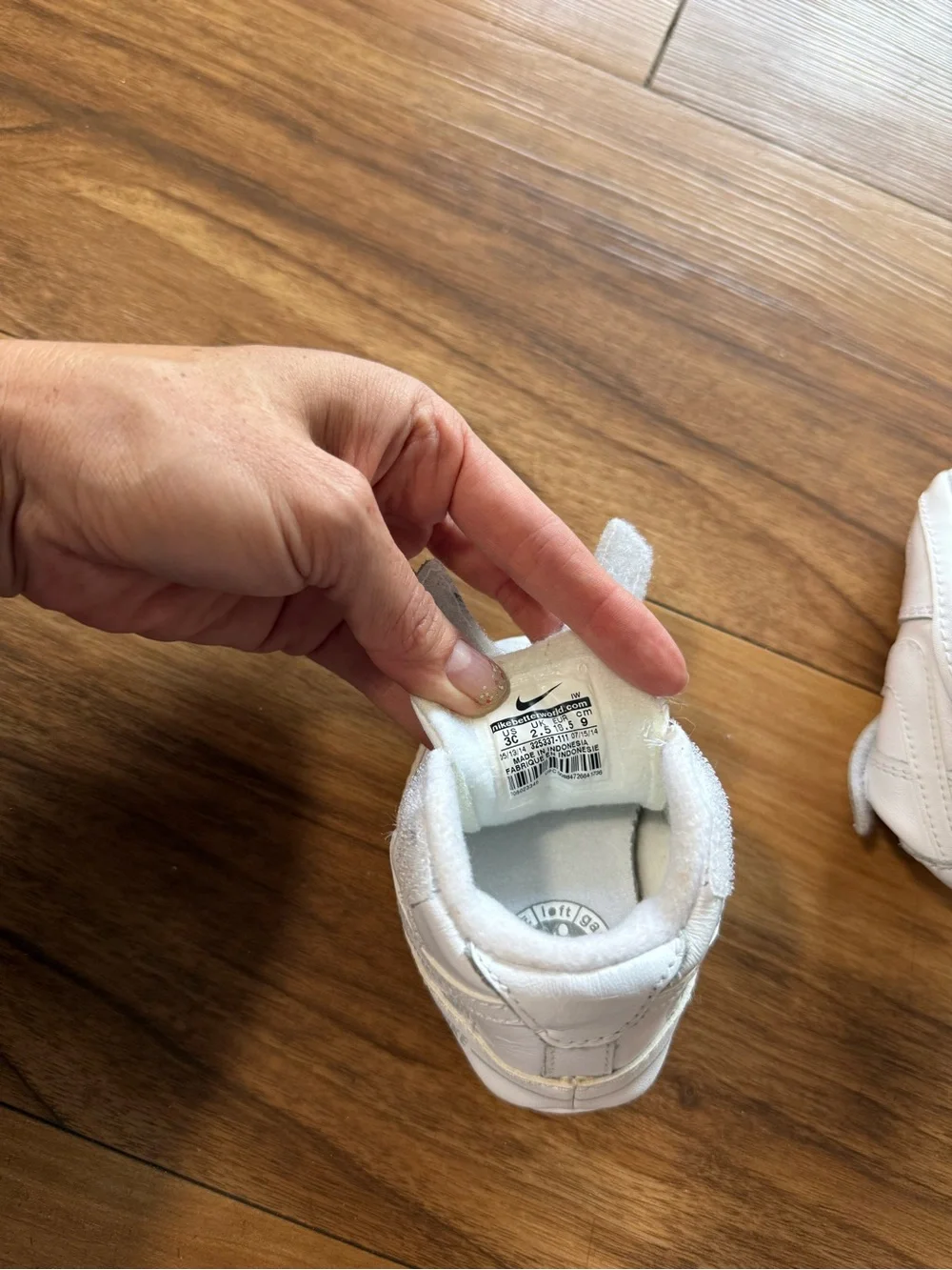 Nike Force 1 High Crib Baby Shoes White Leather Hook Loop Infant Size 3C EU 18.5